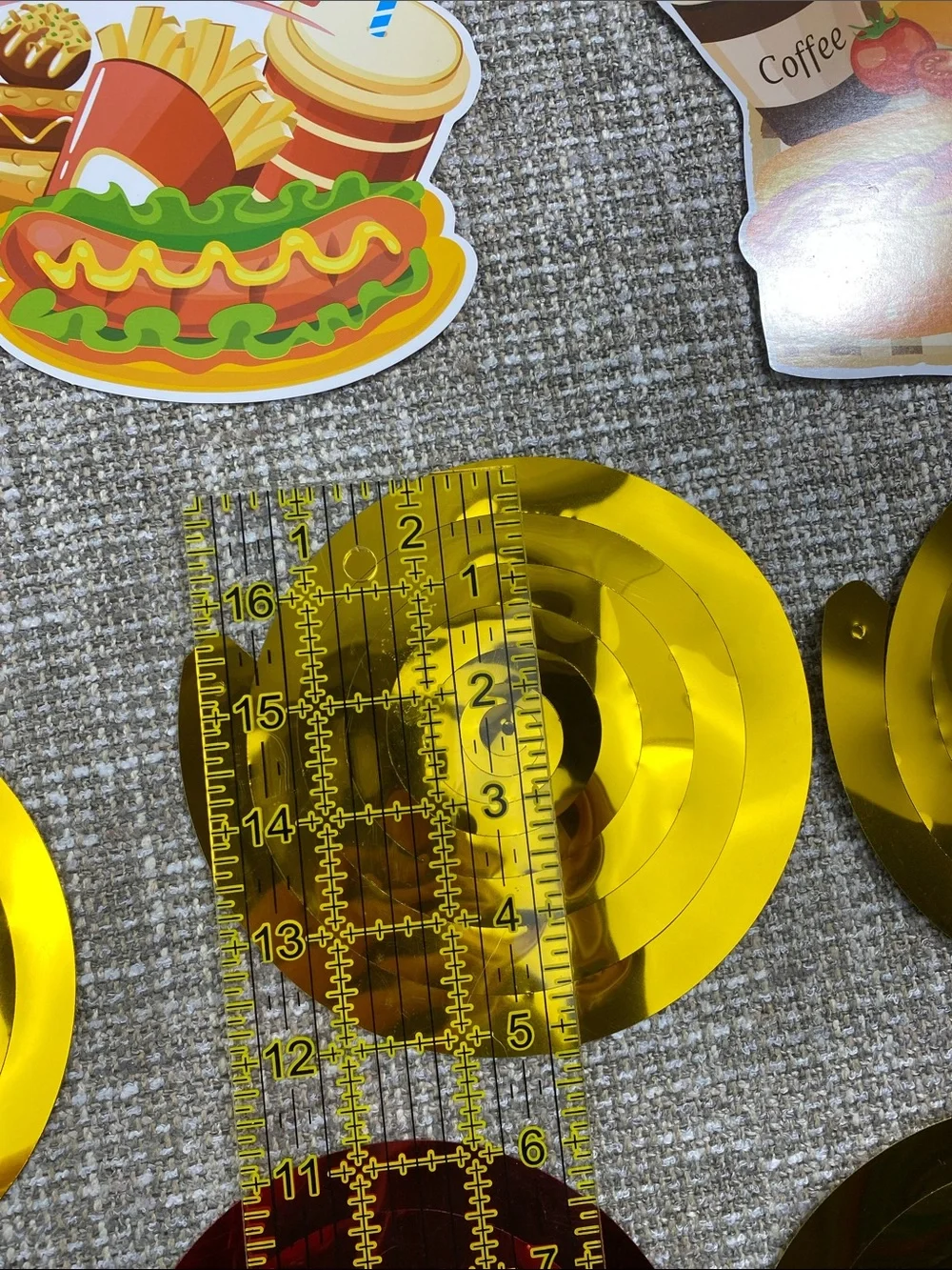 Hot Dog Party ceiling Confetti spirals  - Yellow and Red food truck decor